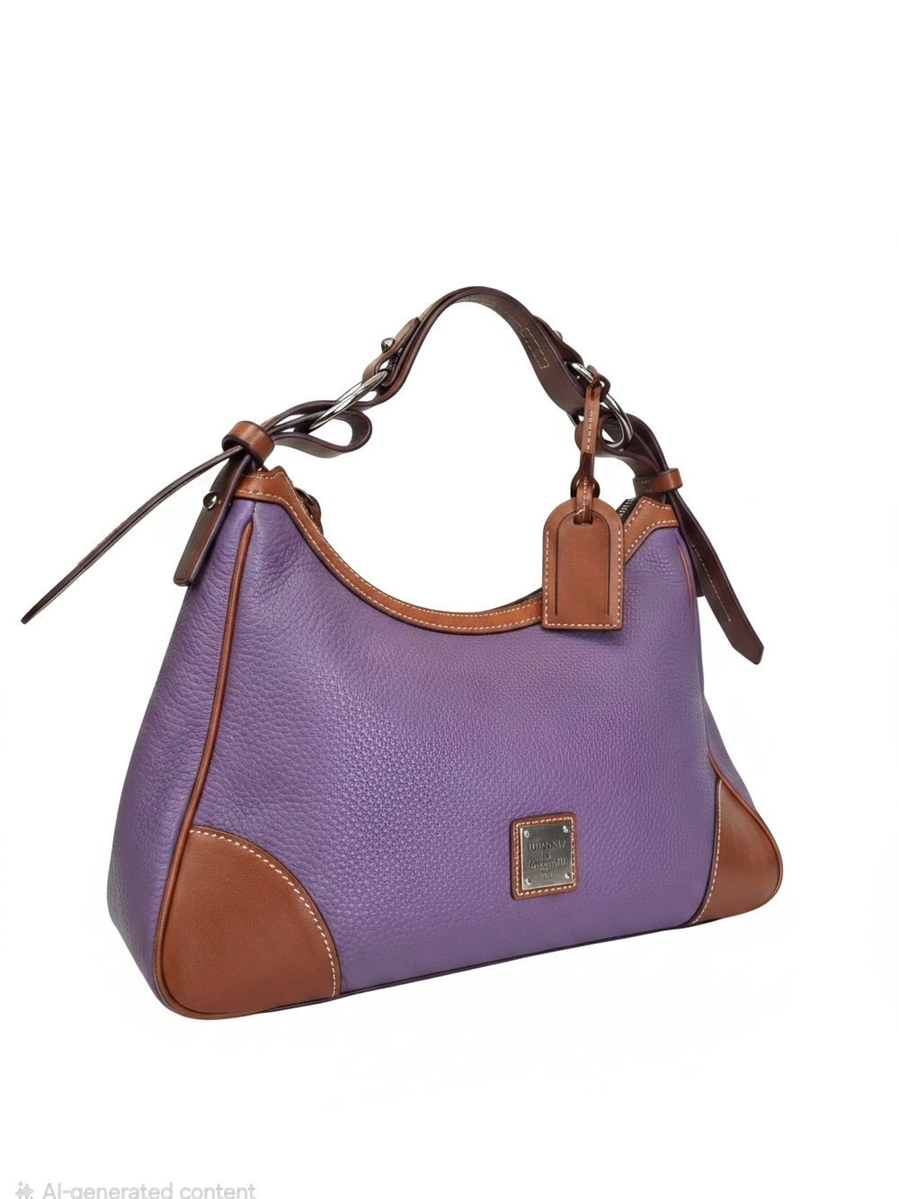 Dooney & Bourke Purple Leather Shoulder Bag with Brown Trim